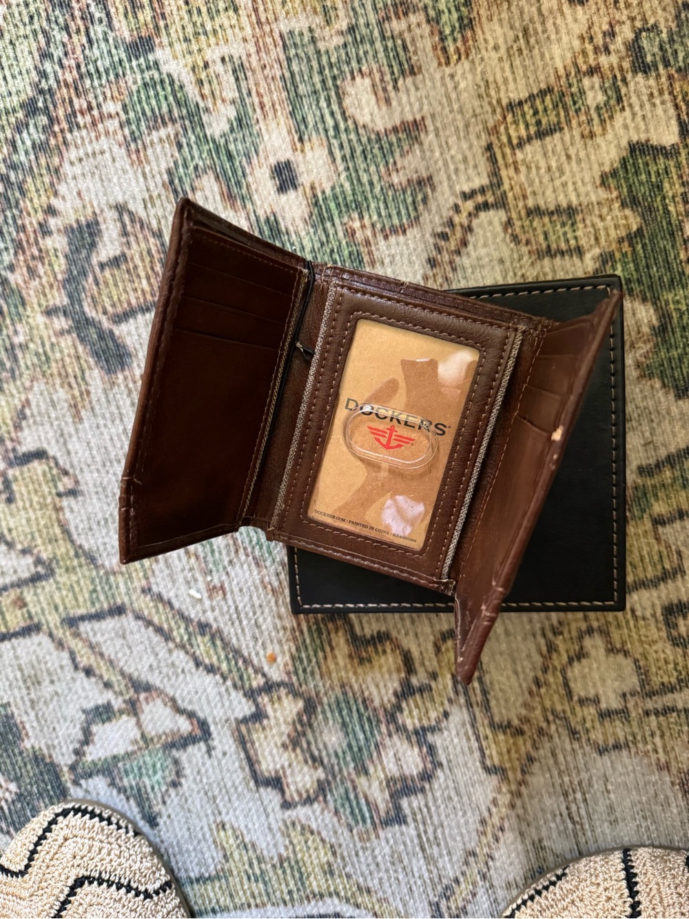 Dockers Brown Leather Tri-Fold Card & ID Wallet